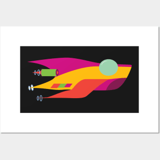 Retro Spaceship Two Posters and Art